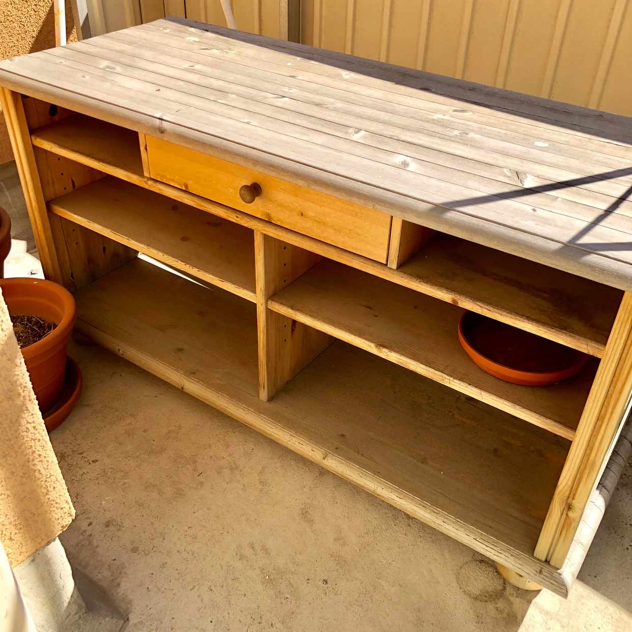 image of Wooden TV bench and rack - Stockholm City