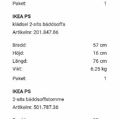 image of 2sitsig bäddsoffa 50kg  - 