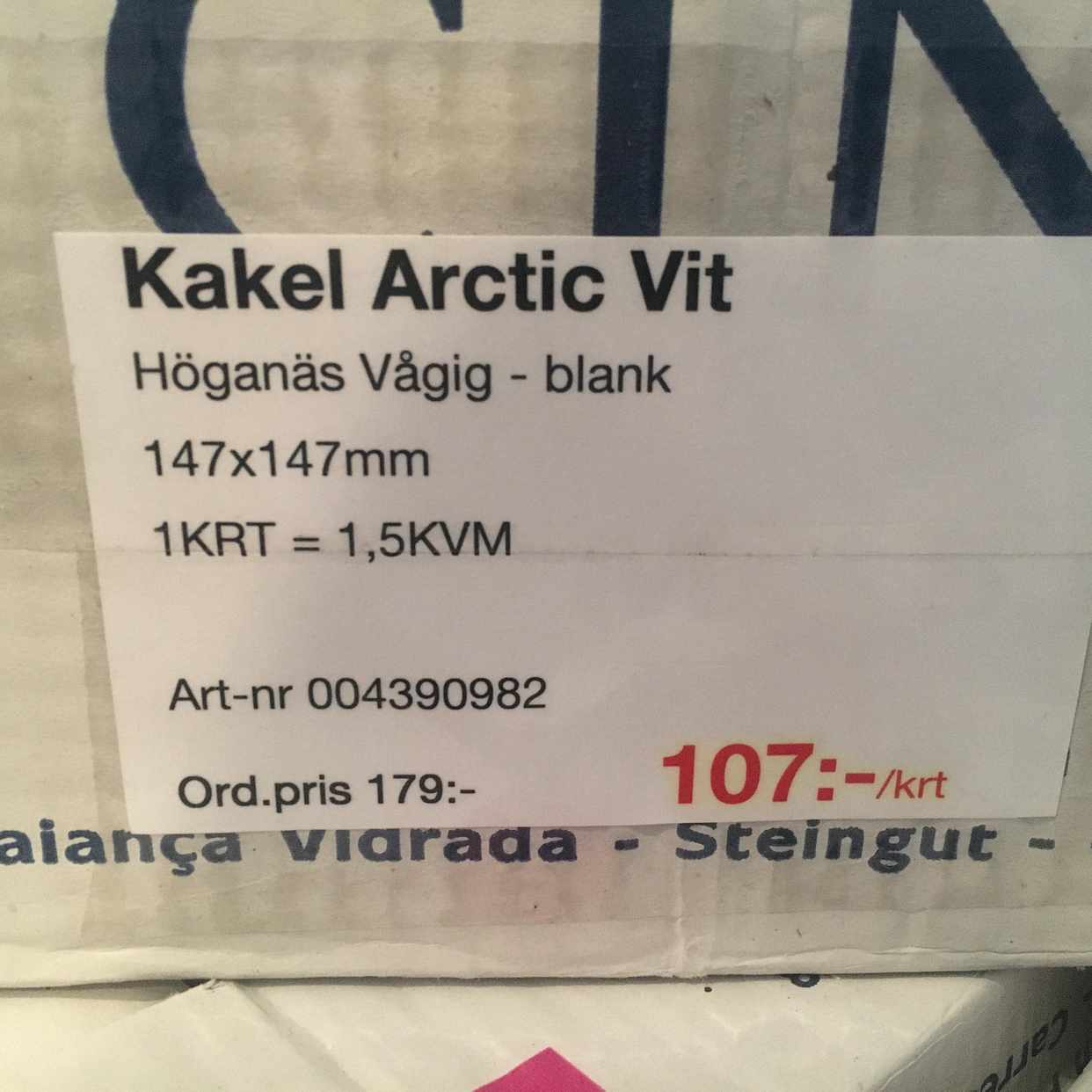 image of Kakel Höganäs vitt 15x15 - Årsta