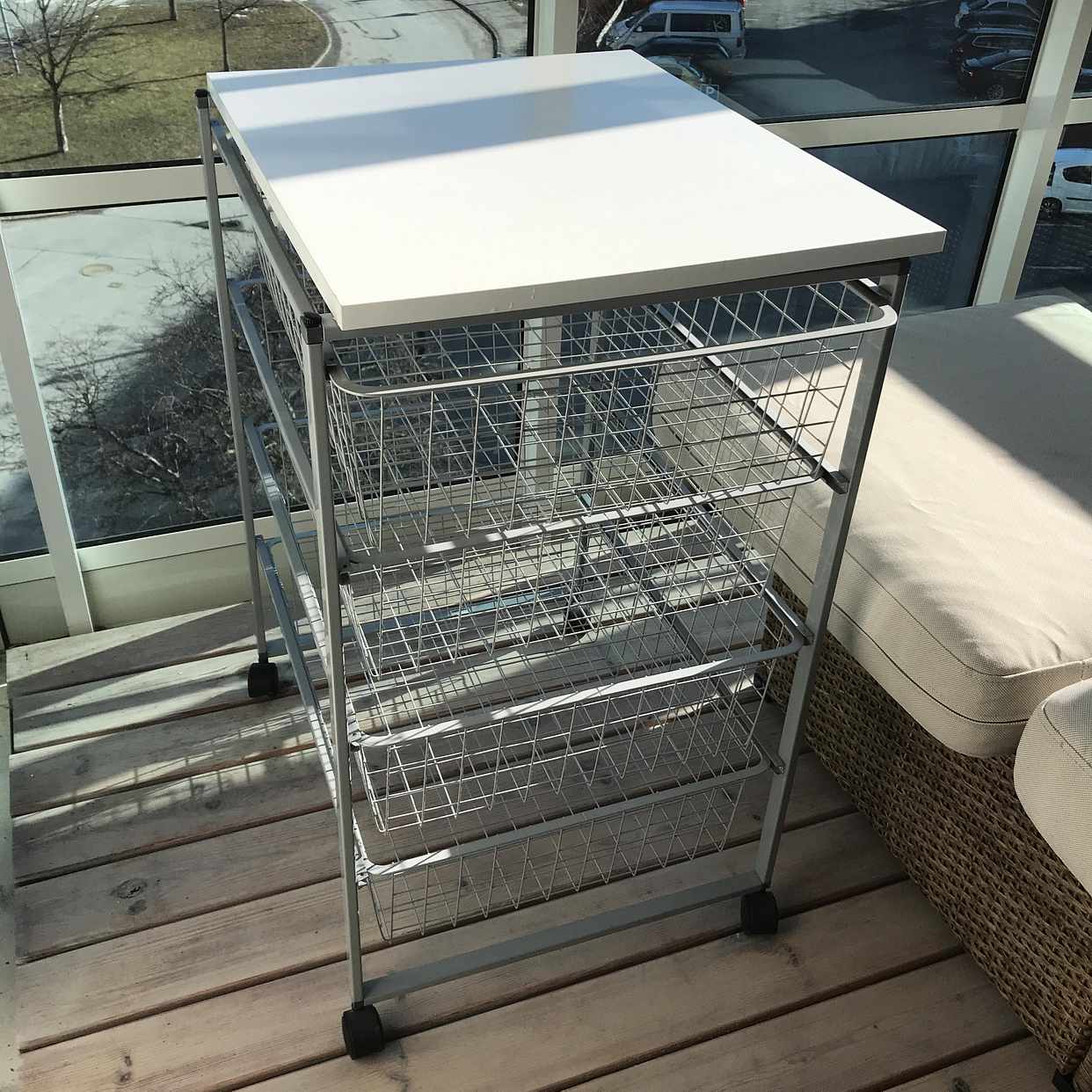image of Trådback på hjul, 4 lådor - Årsta
