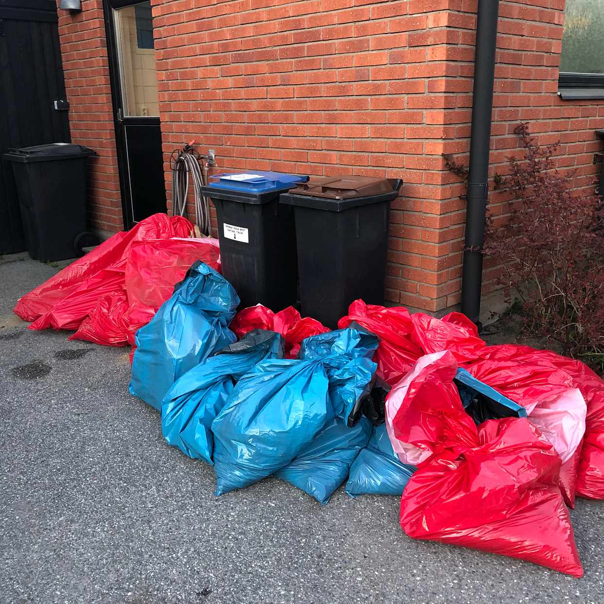 image of Säckar med trärester/jord - Täby