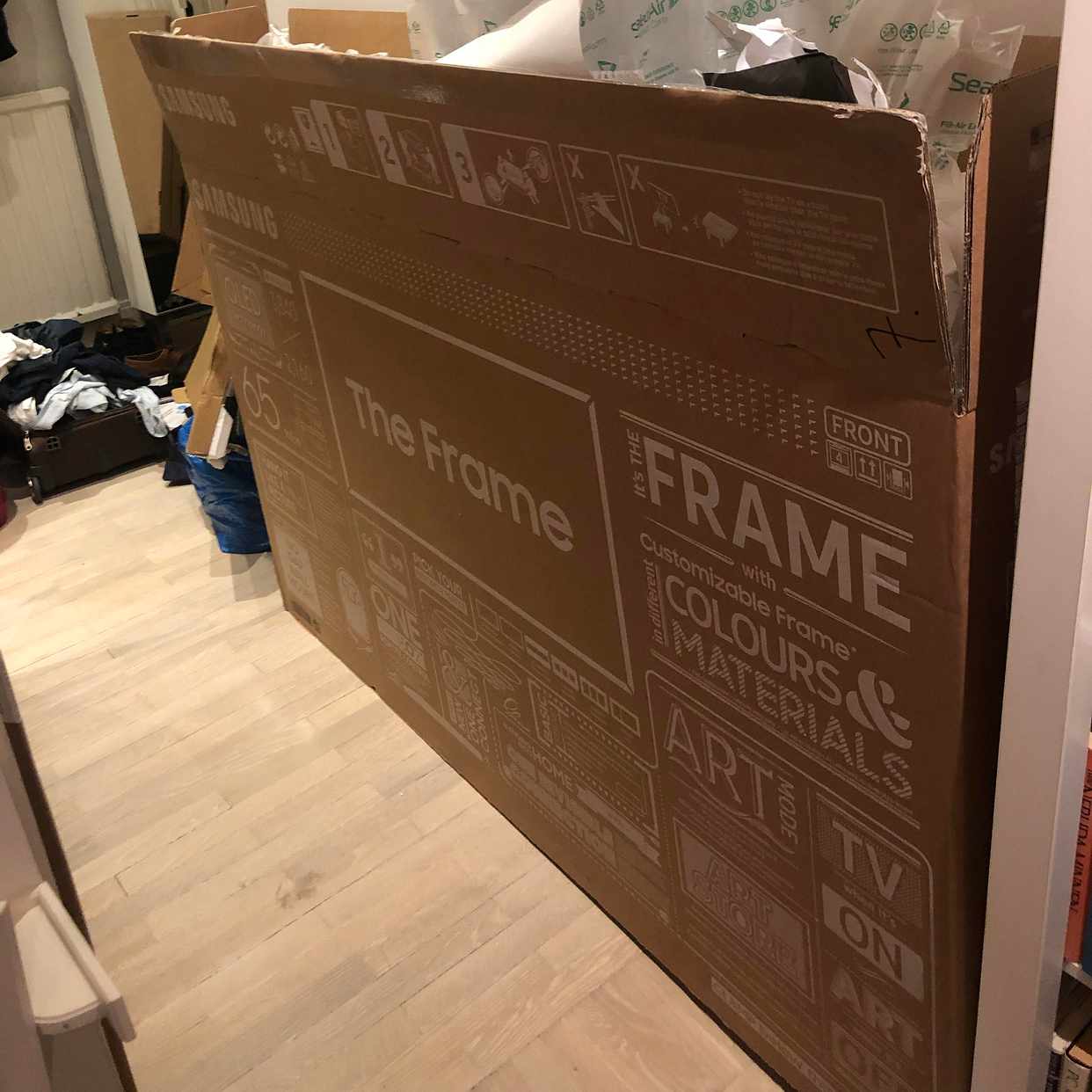image of Cardboard boxes + closet - Stockholm