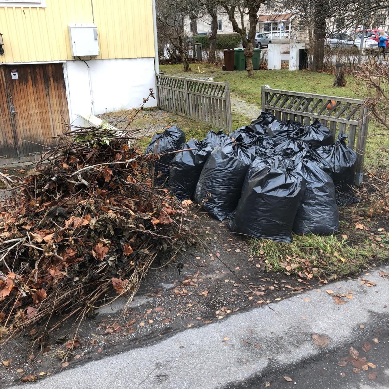 image of Säckar med löv & löst ris - Sollentuna