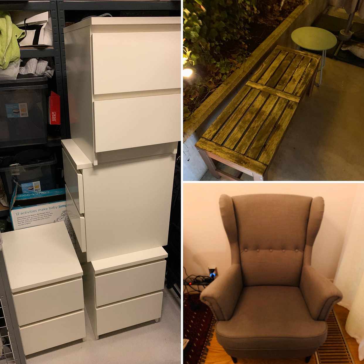 Ikea fåtölj och 4 byråer