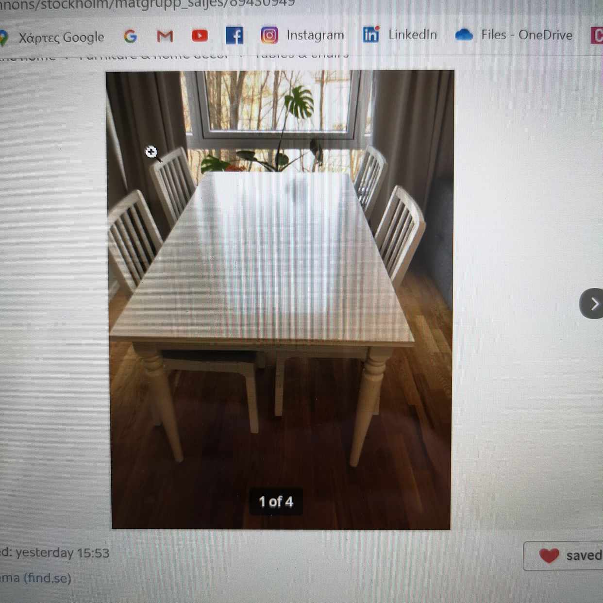 image of 1 table + 4 chairs  - 