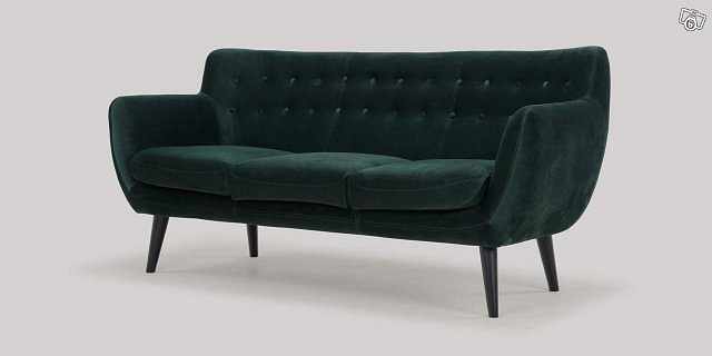 image of Grön sammetssoffa 3-sits - 