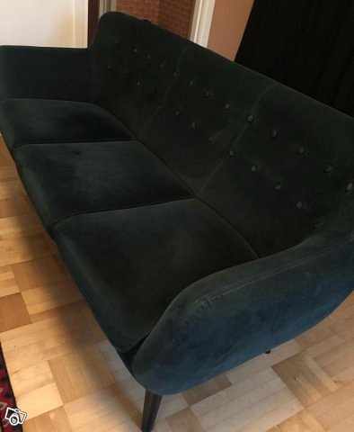 image of Grön sammetssoffa 3-sits - 
