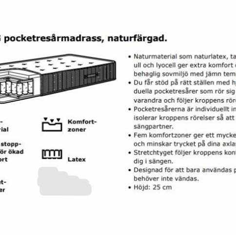 image of Resårmadrass IKEA 180x200 - Saltsjö-Boo