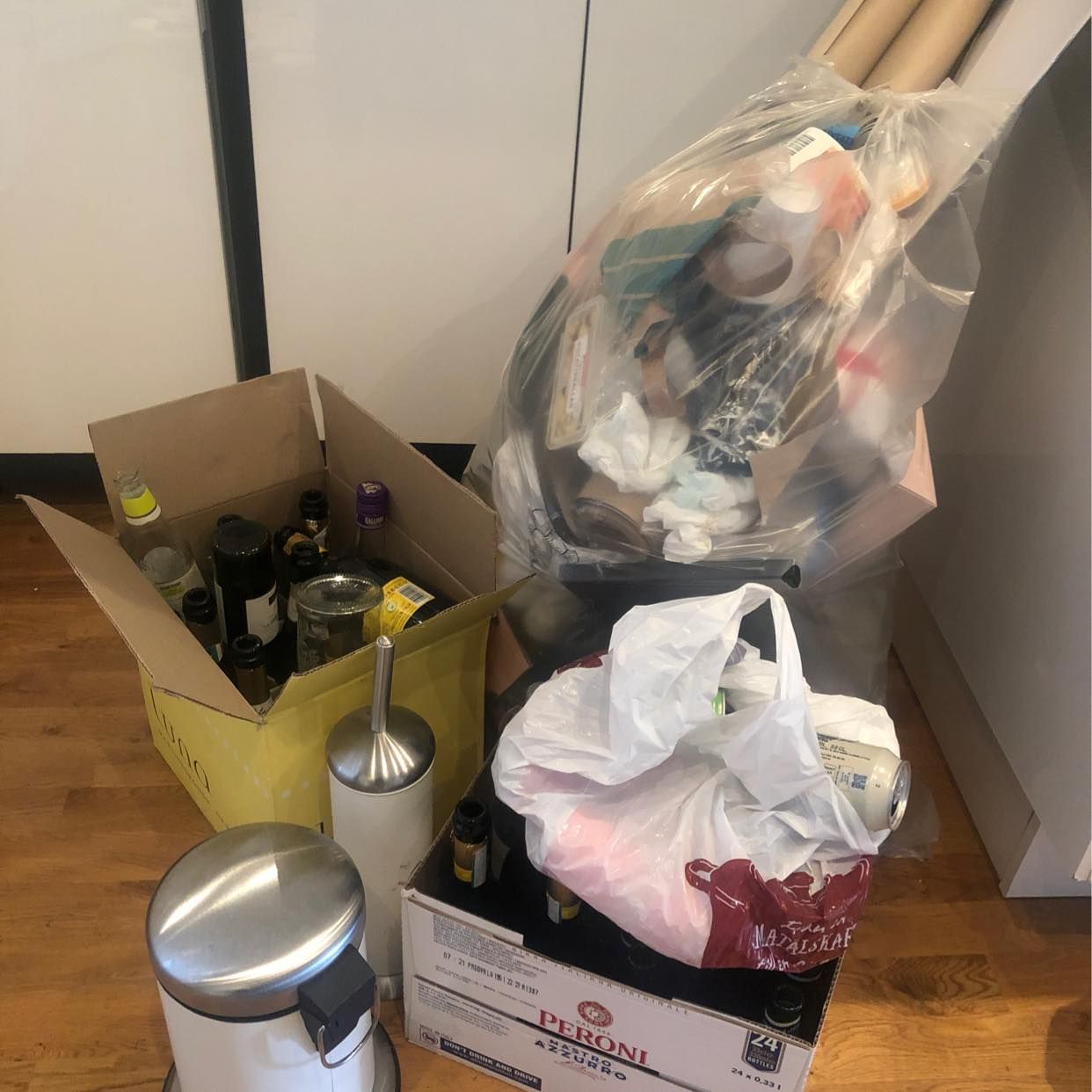 image of Mixed trash and bottles - Stockholm
