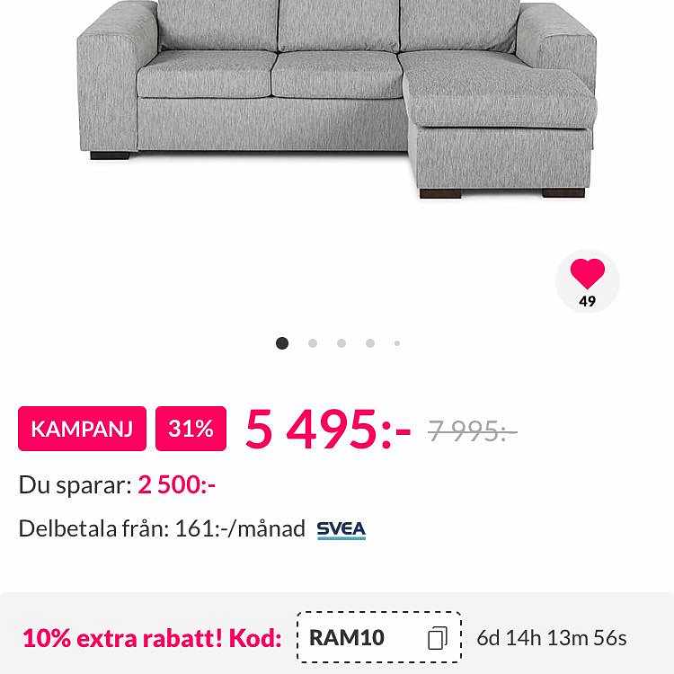image of Inbärning  soffa 1/2 r tr - 