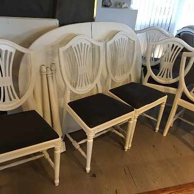 image of Bord+2skivor och 6 stolar - 