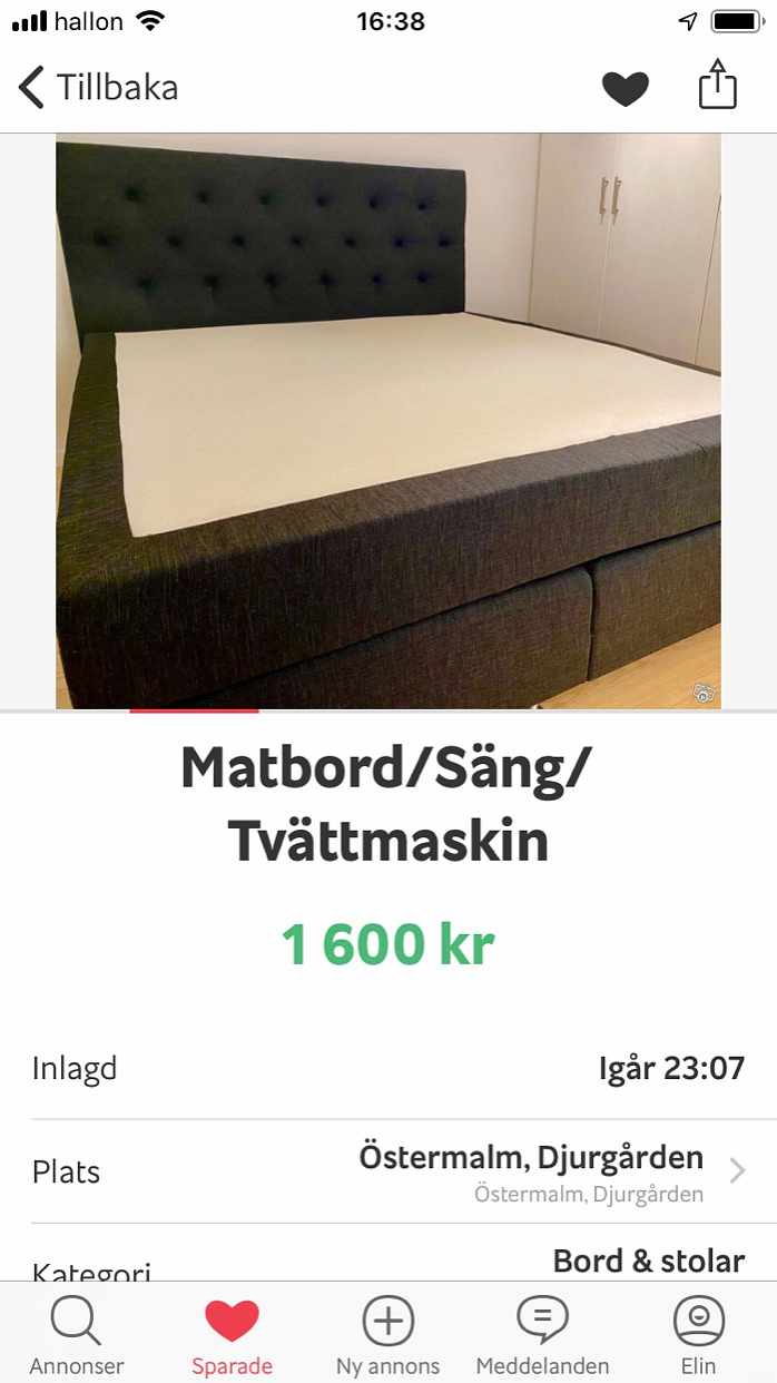 image of Matbord/Säng/Tvättmaskin - 