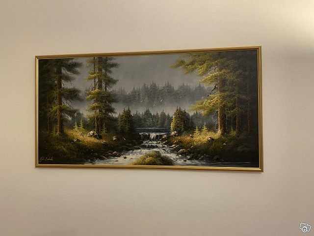image of Oljemålning med skogsmoti - 