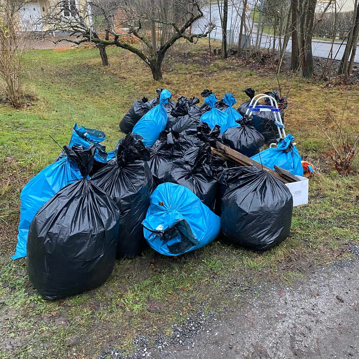 image of 33 sopsäckar löv + bråte - Djursholm