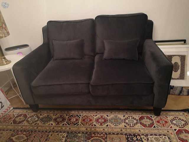 image of Soffa i gråblå sammet - 