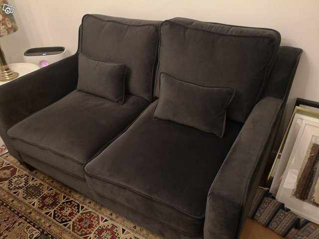 image of Soffa i gråblå sammet - 