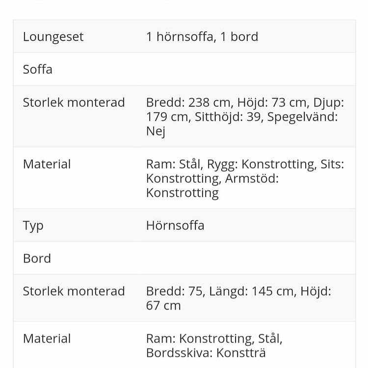 image of Utemöbler soffa plus bord - 
