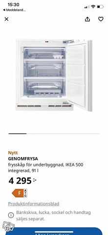 image of Frysa- kylskåp IKEA - 