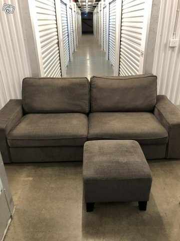 image of Grå 3 sits soffa med fotp - 