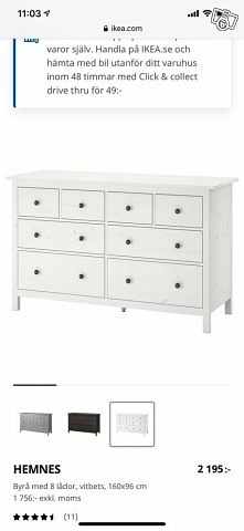 image of Hemnes Byrå 8 lådor - 