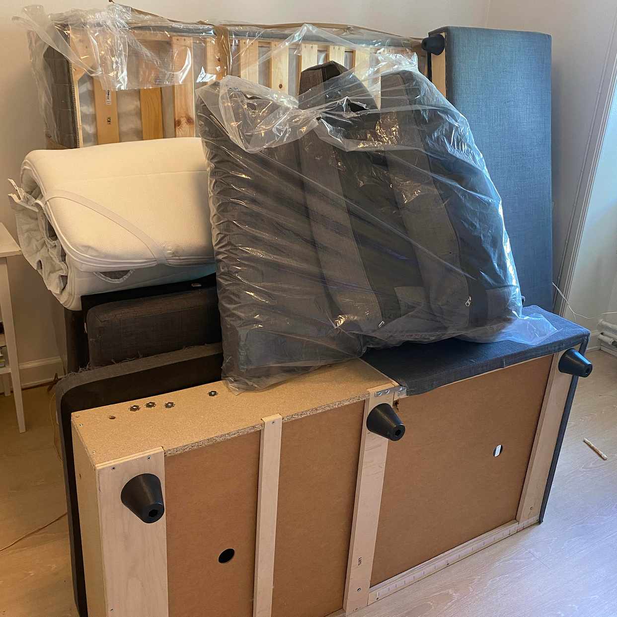 image of 140cm bed and a sofa - 