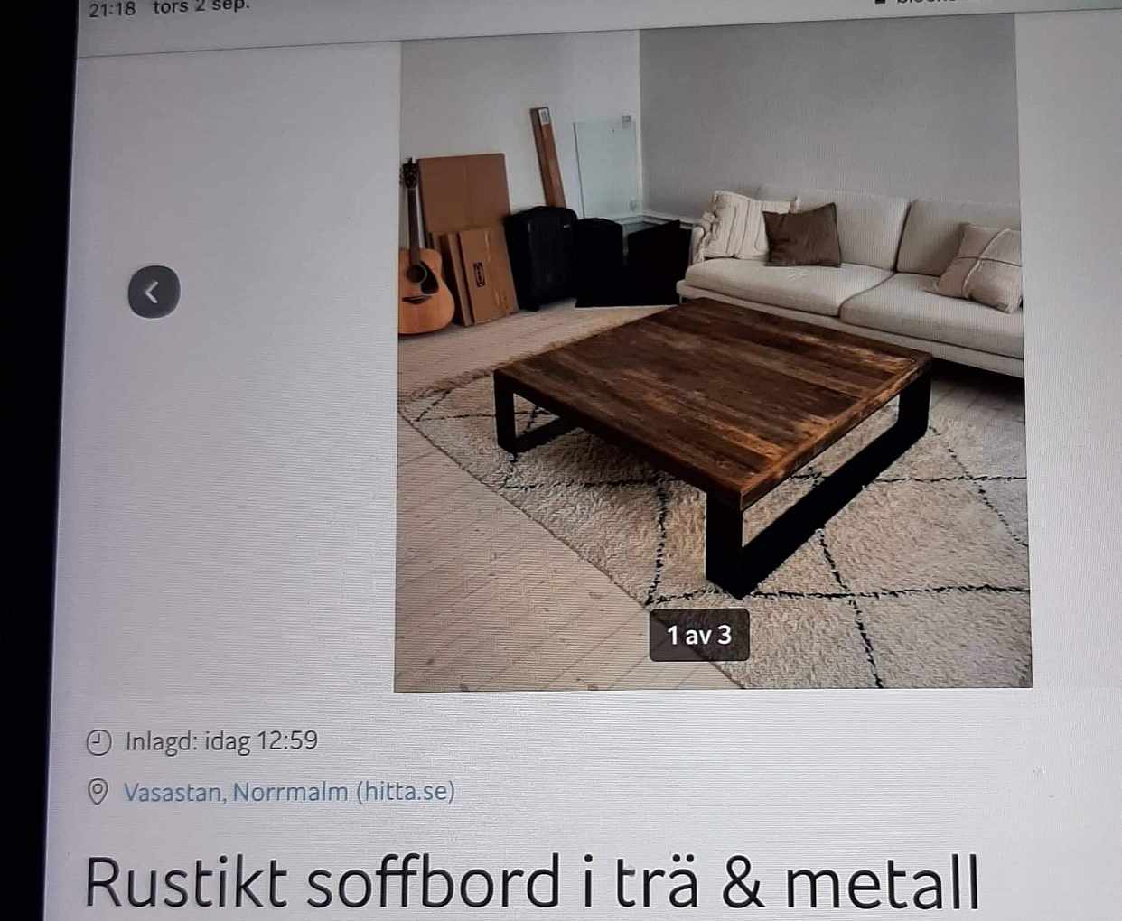 image of soffbord , tungt, 3 pers - 