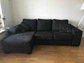 image of Svart 3-sits soffa med vä - 