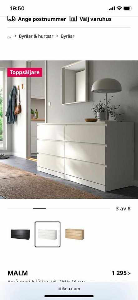image of IKEA MALM Byrå m glasskiv - 