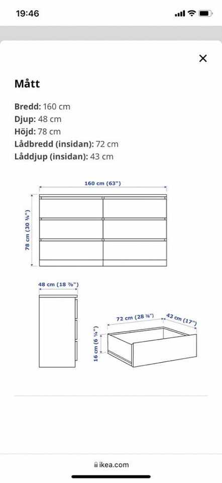 image of IKEA MALM Byrå m glasskiv - 