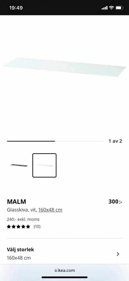 image of IKEA MALM Byrå m glasskiv - 