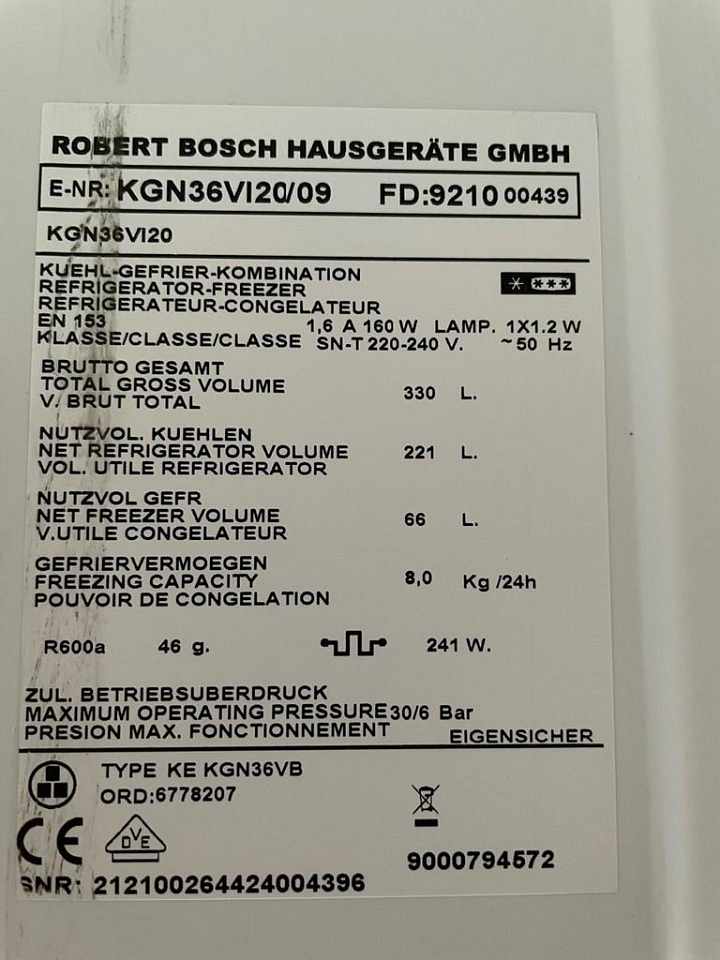 image of Komb. kyl/frys Bosch 186  - 