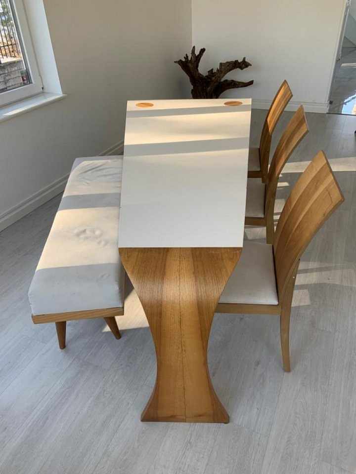 image of Table + bench + 3 chairs - 