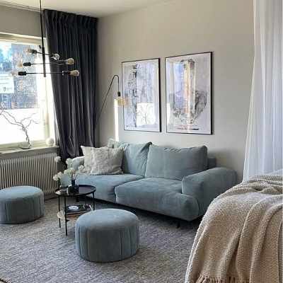 image of Soffa + två puffar - 