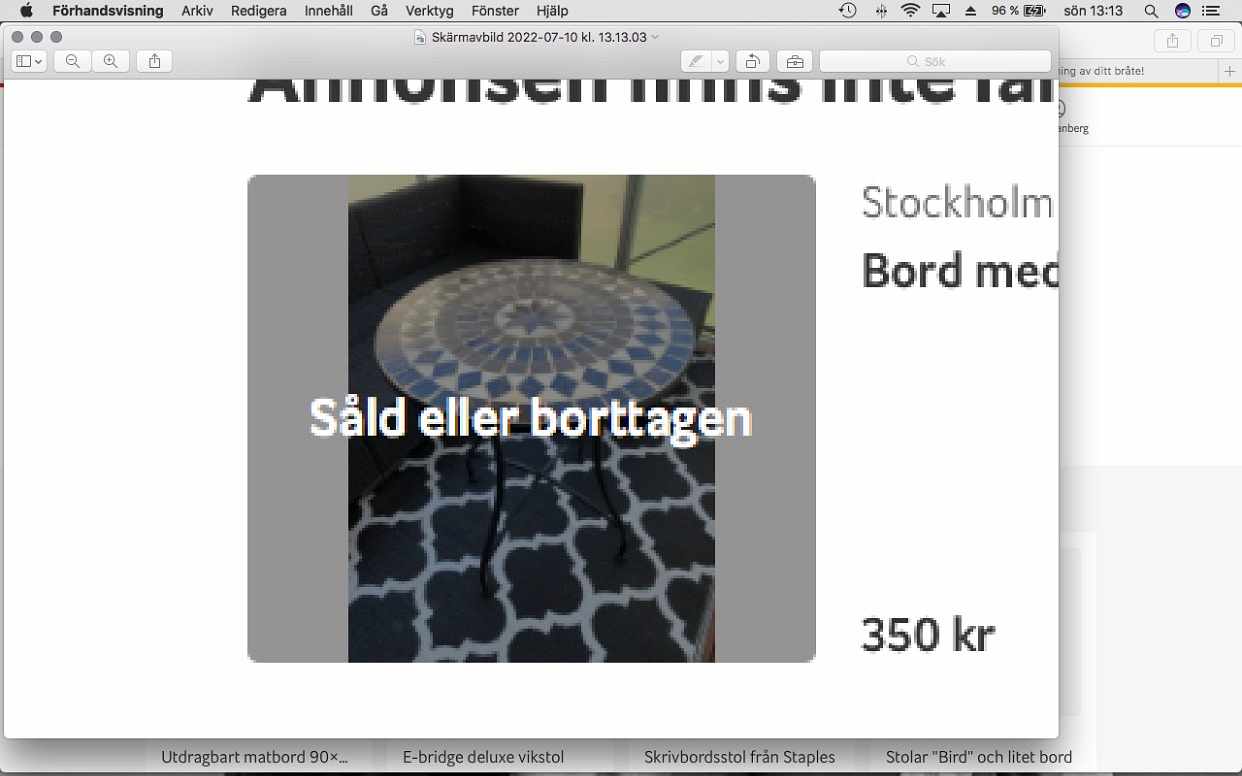 image of Ett mosaikbord vikt 6 kg - Hägersten