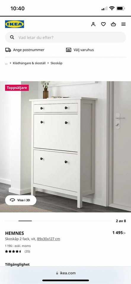 image of HEMNES Skoskåp Svart - 