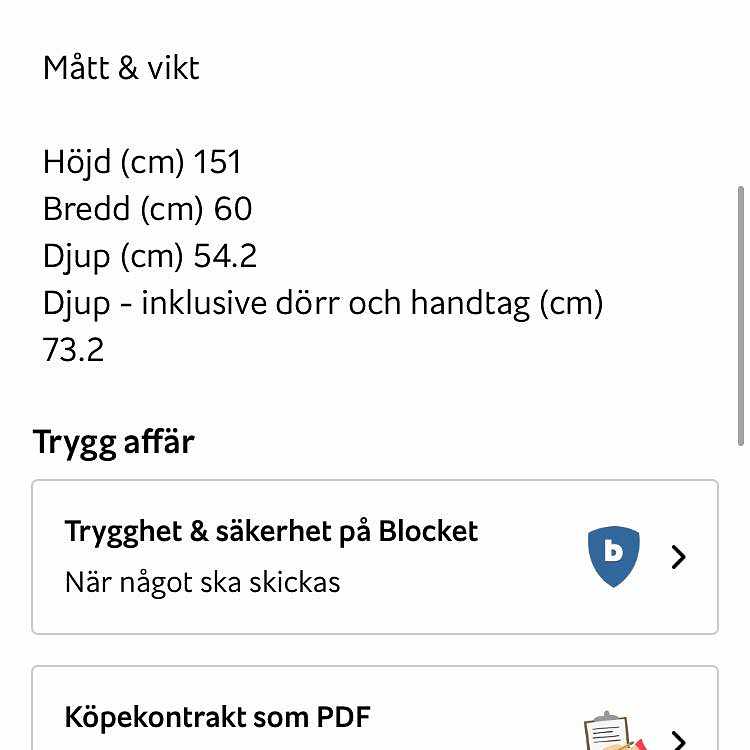 image of Kylskåp 153cm 78 kg - 