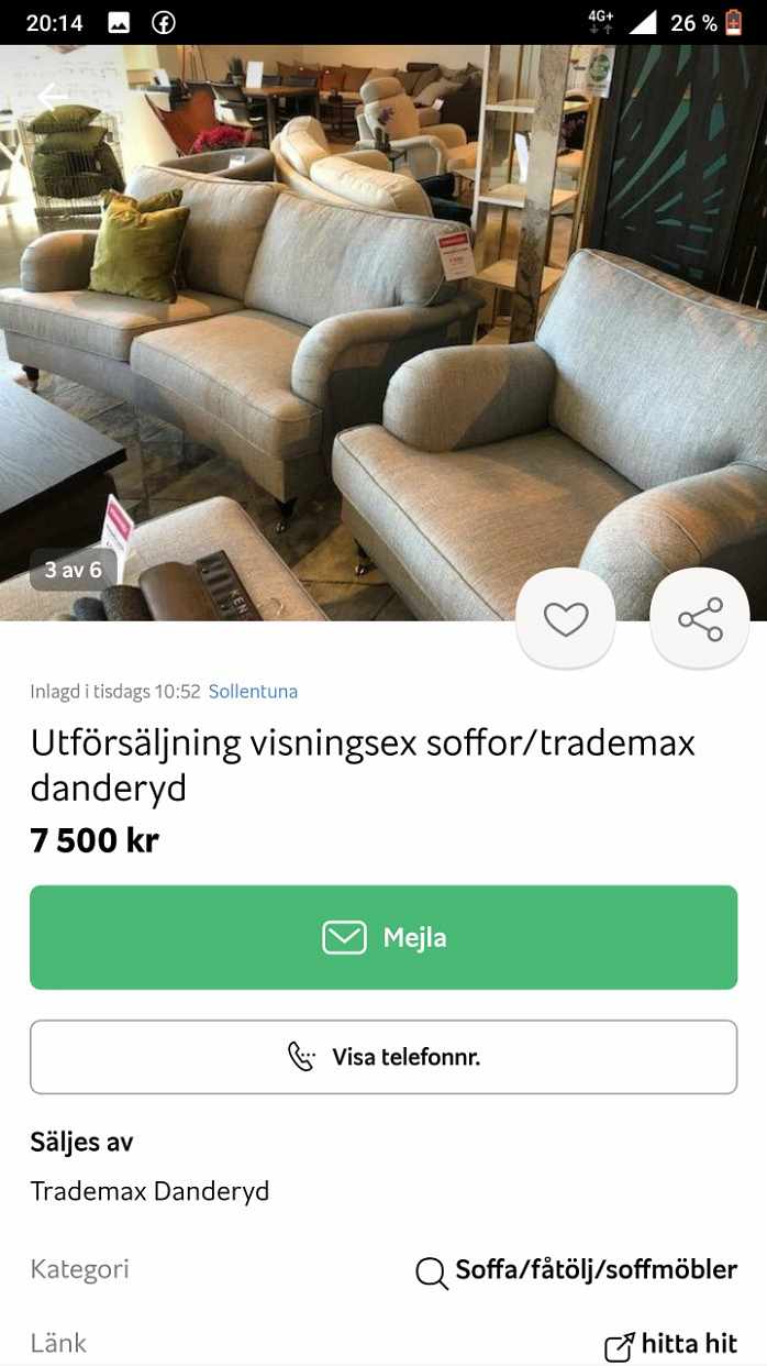 image of Tvåsits soffa och fåtölj  - 