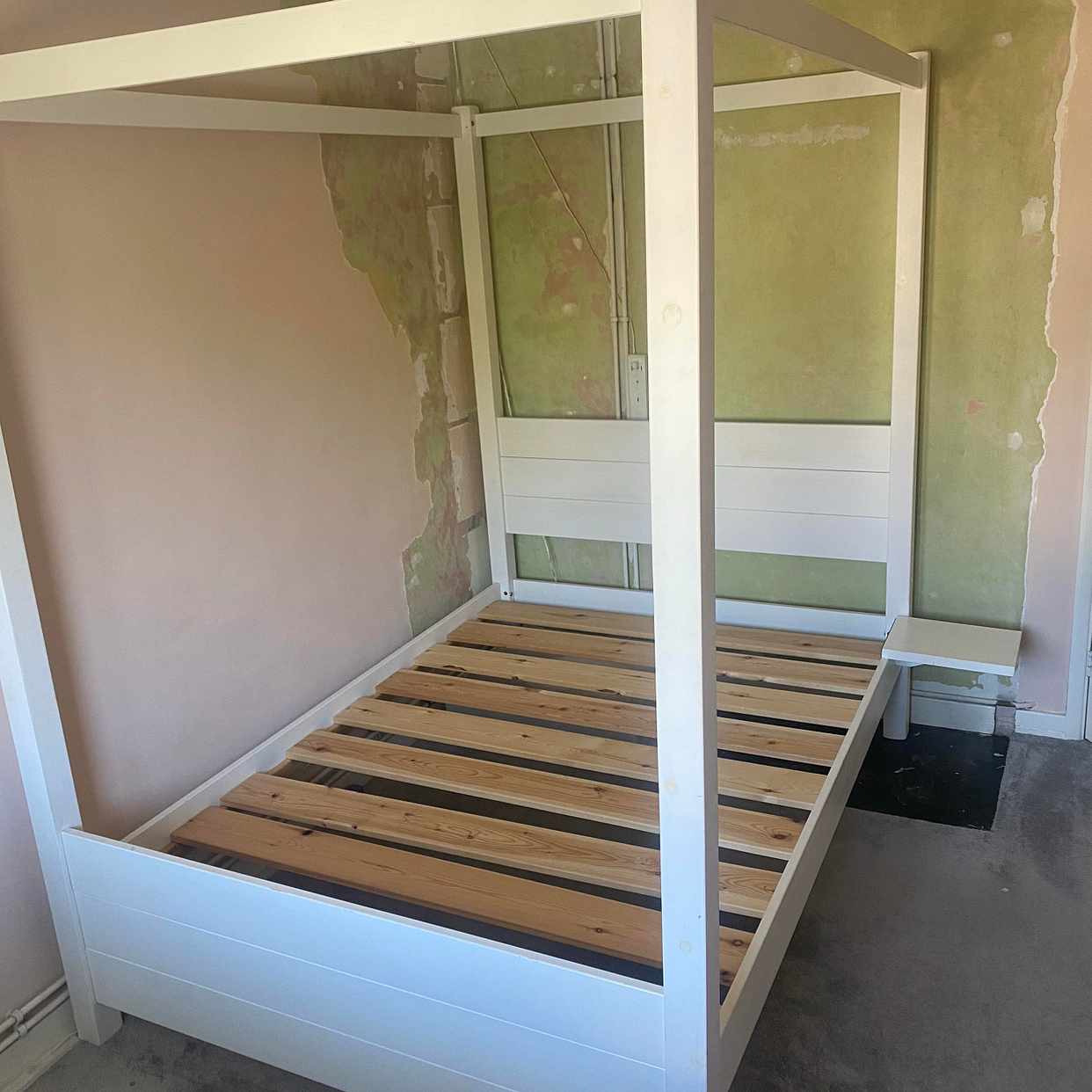 image of Wooden four poster bed - Barnes