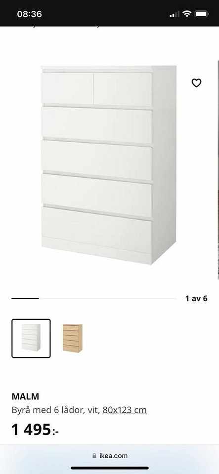 image of Vit byrå MALM från Ikea  - 