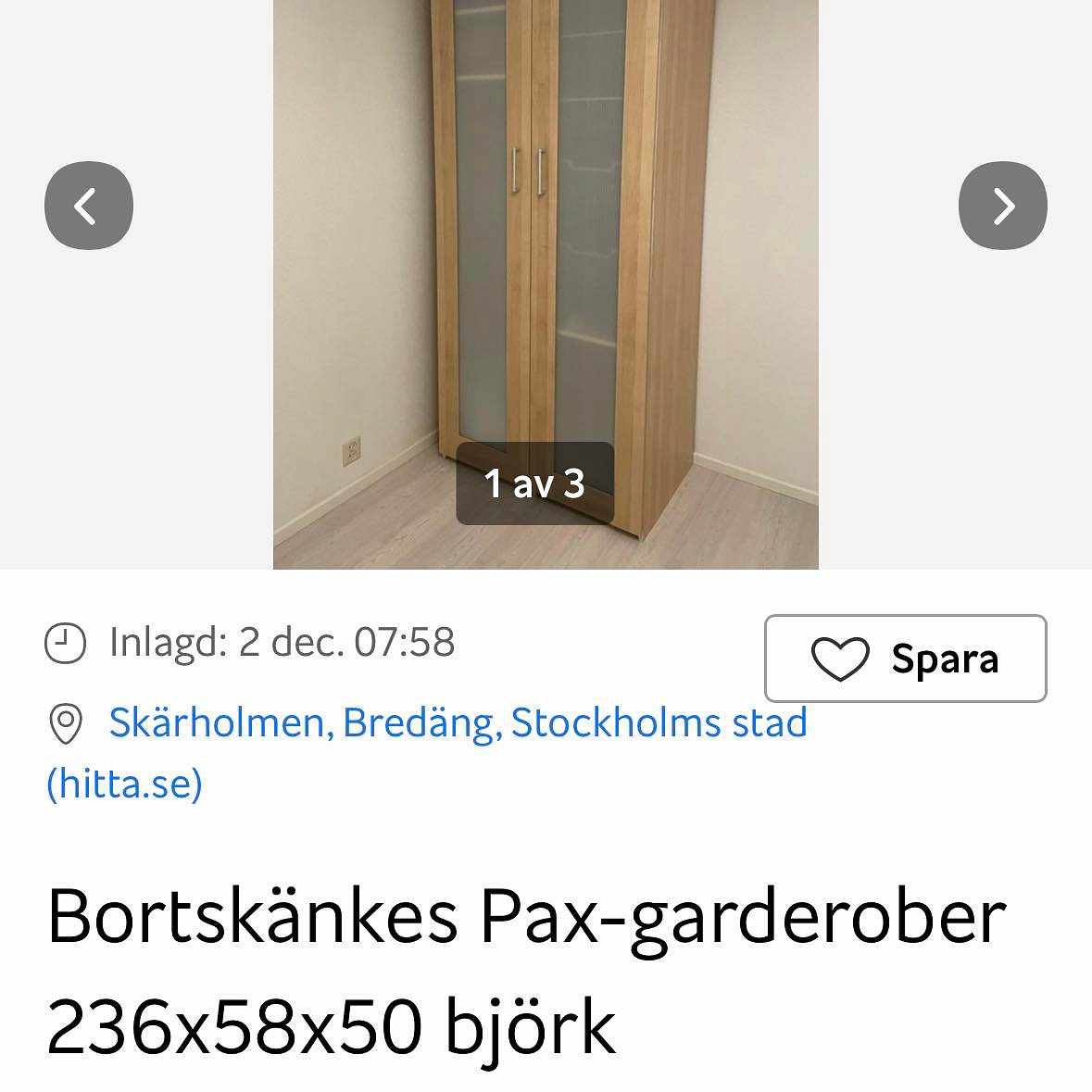 image of Hämta omonterad garderob - 