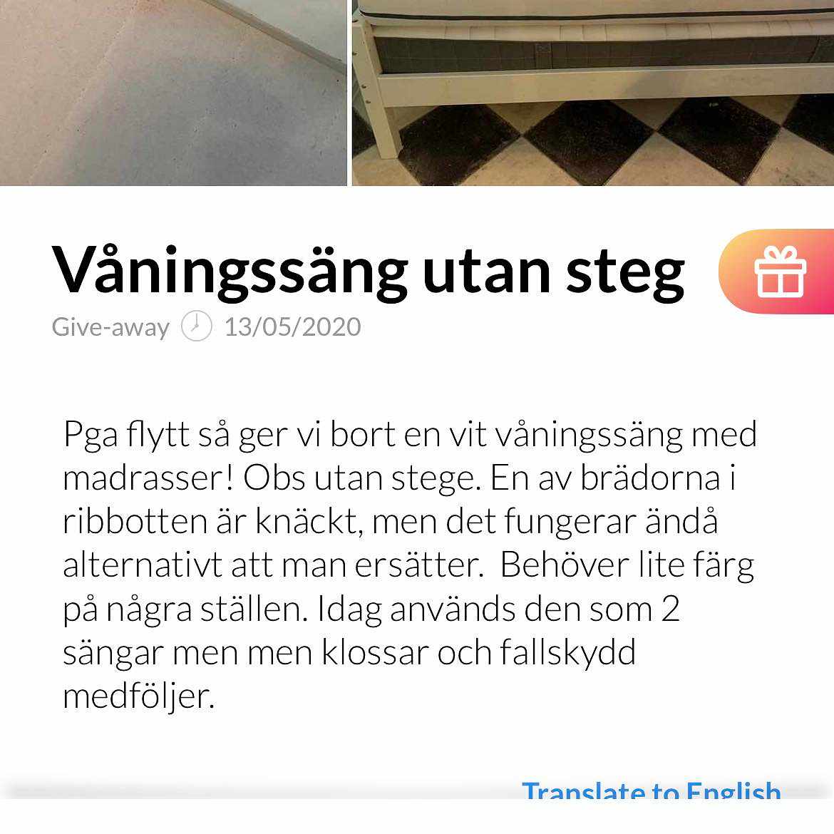 image of Våningssäng inkl madrass - Sundbyberg