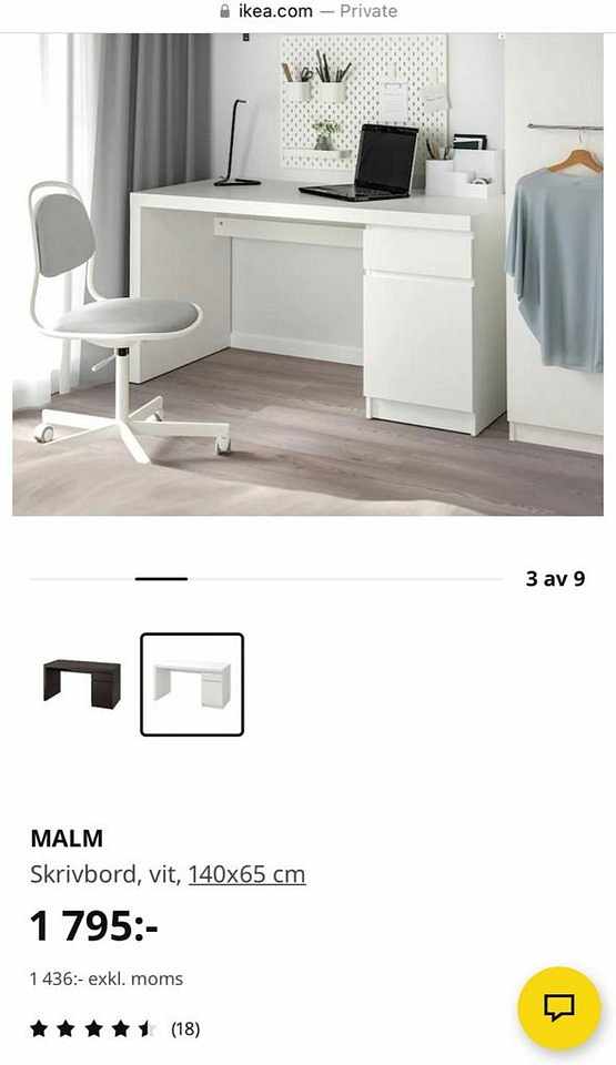 image of Ikea MALM Skrivbord, vit, - 