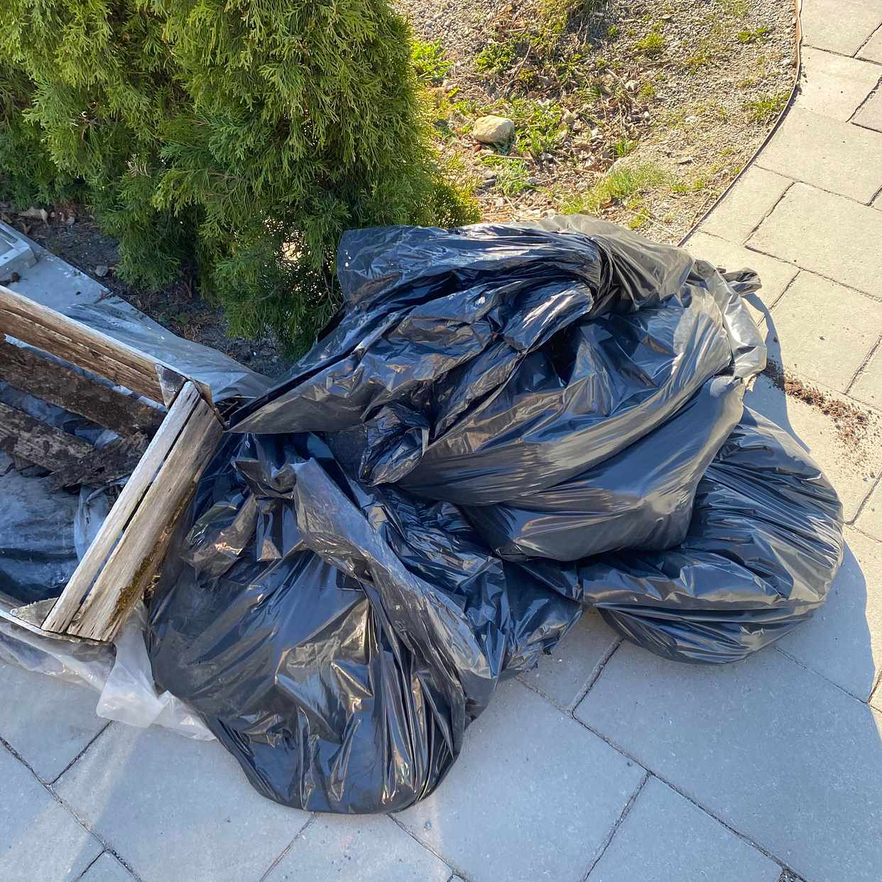 image of Återvinna säckar med gräs - Handen