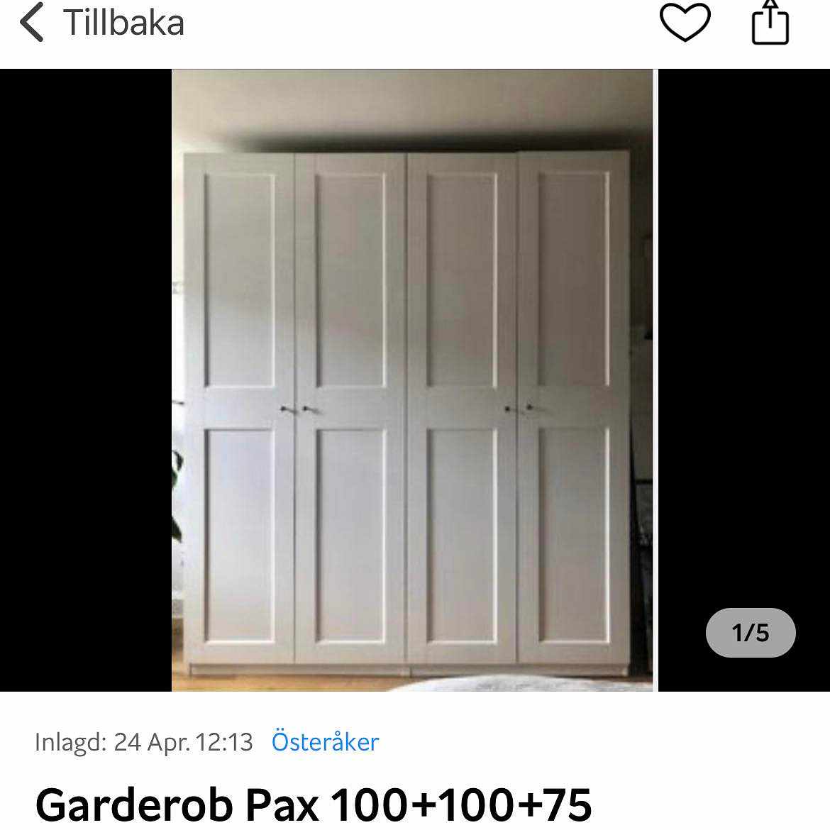 image of Hämta Ikea pax garderob - 