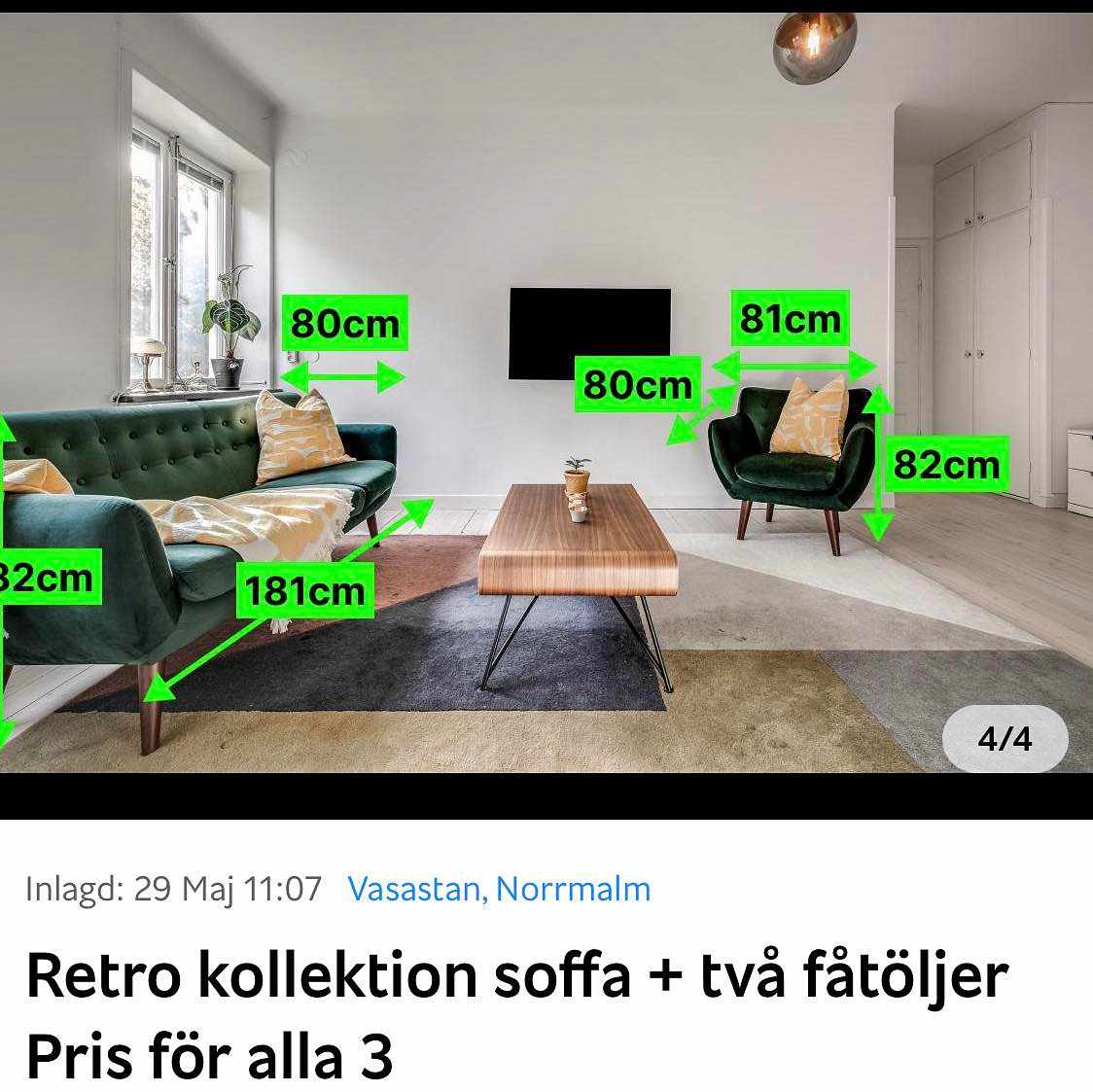 image of Hämta soffa + 2 fåtöljer - 