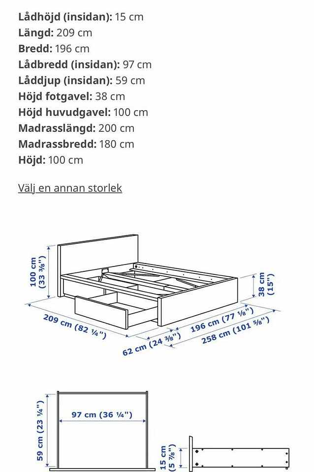 image of malm sängstomme 180 från  - 