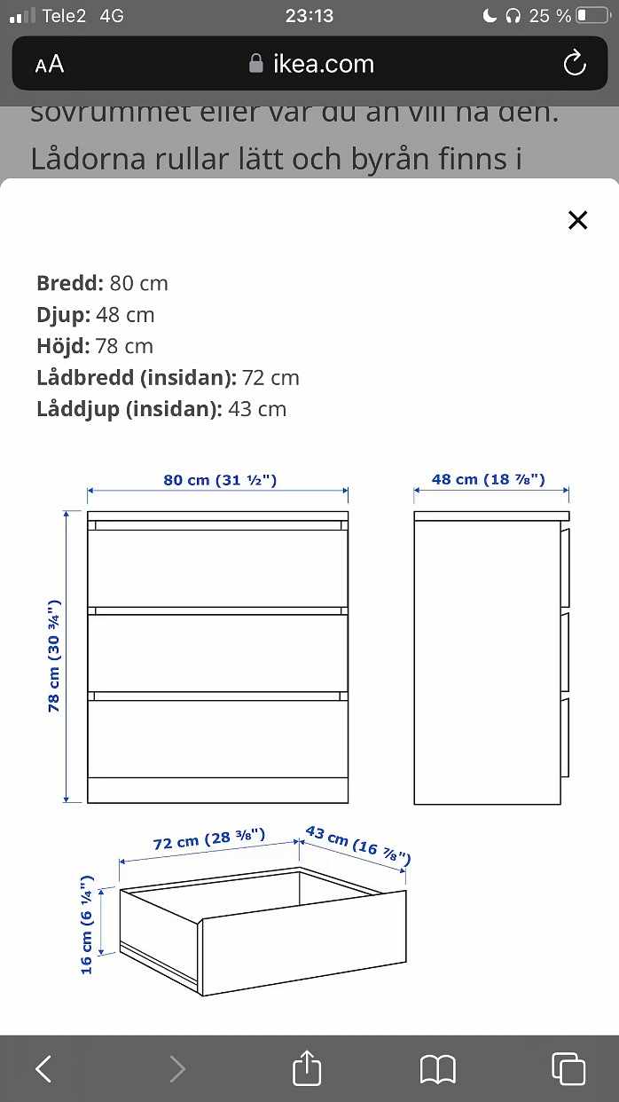 image of IKEA Malm Byrå 80x78x48 - 