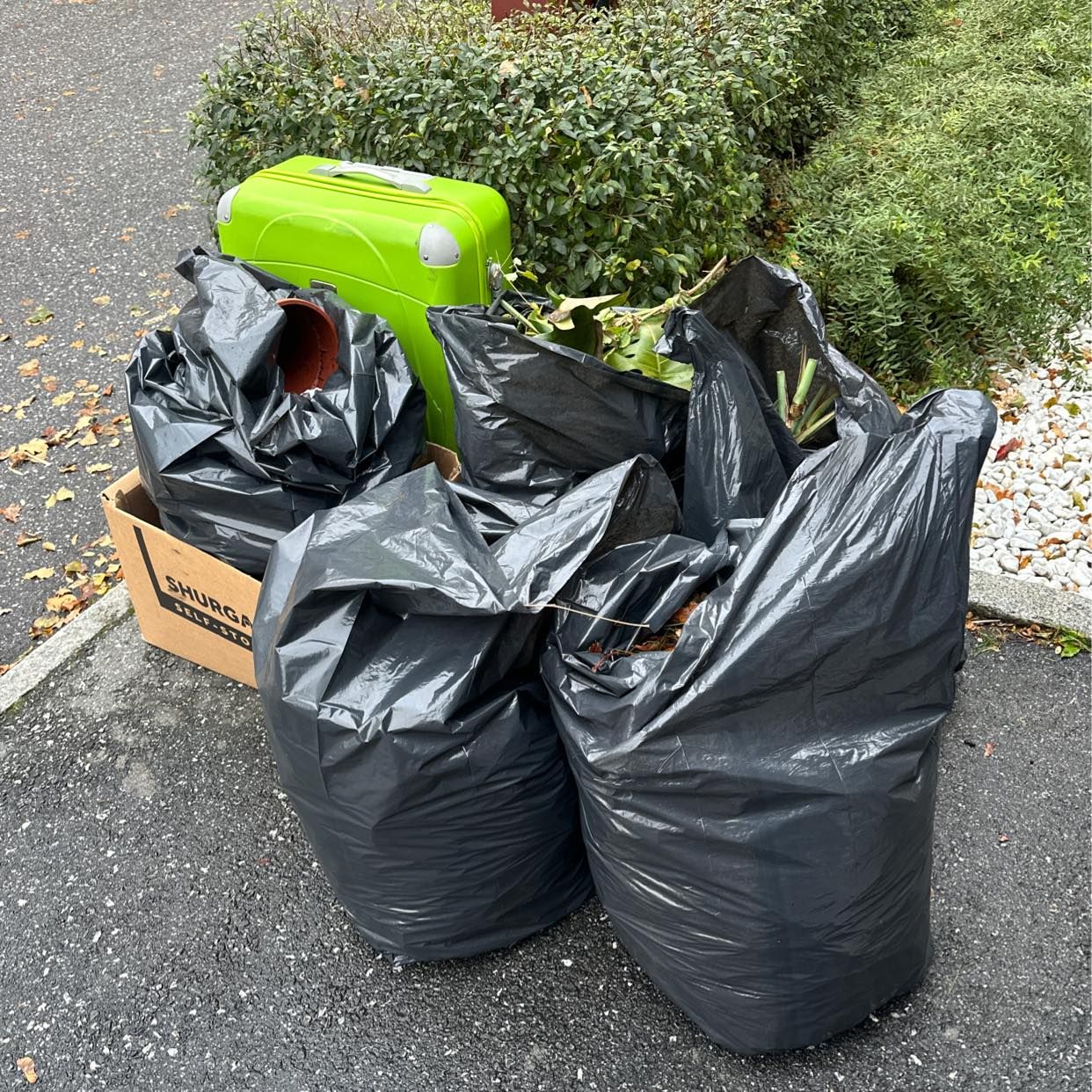 image of Kassar löv blommor plast - Nacka
