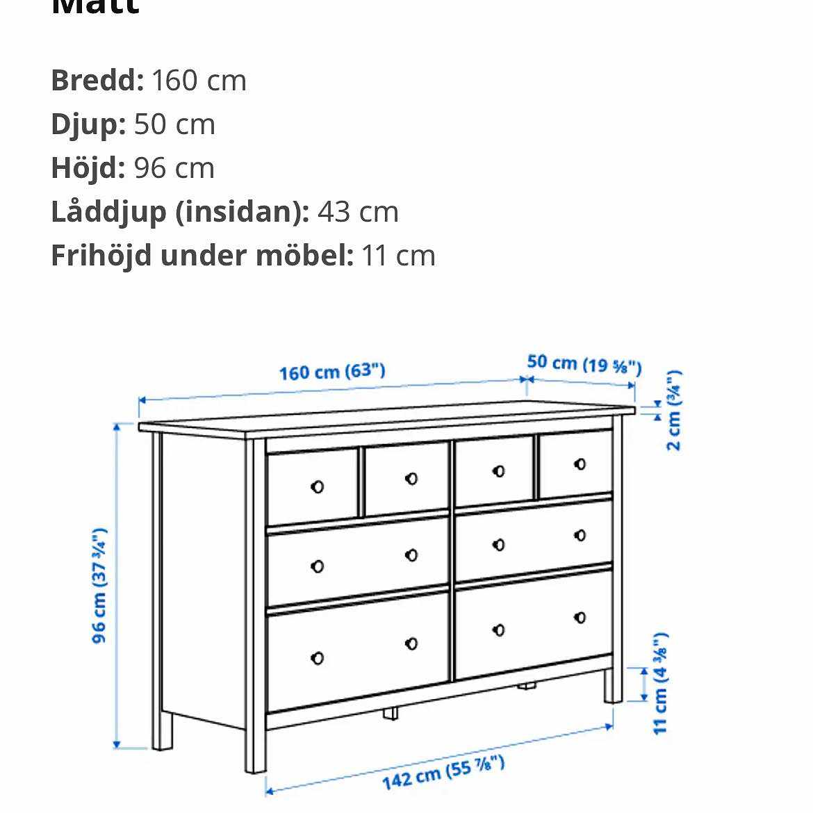 image of Hemnes byrå, 160x96cm - 