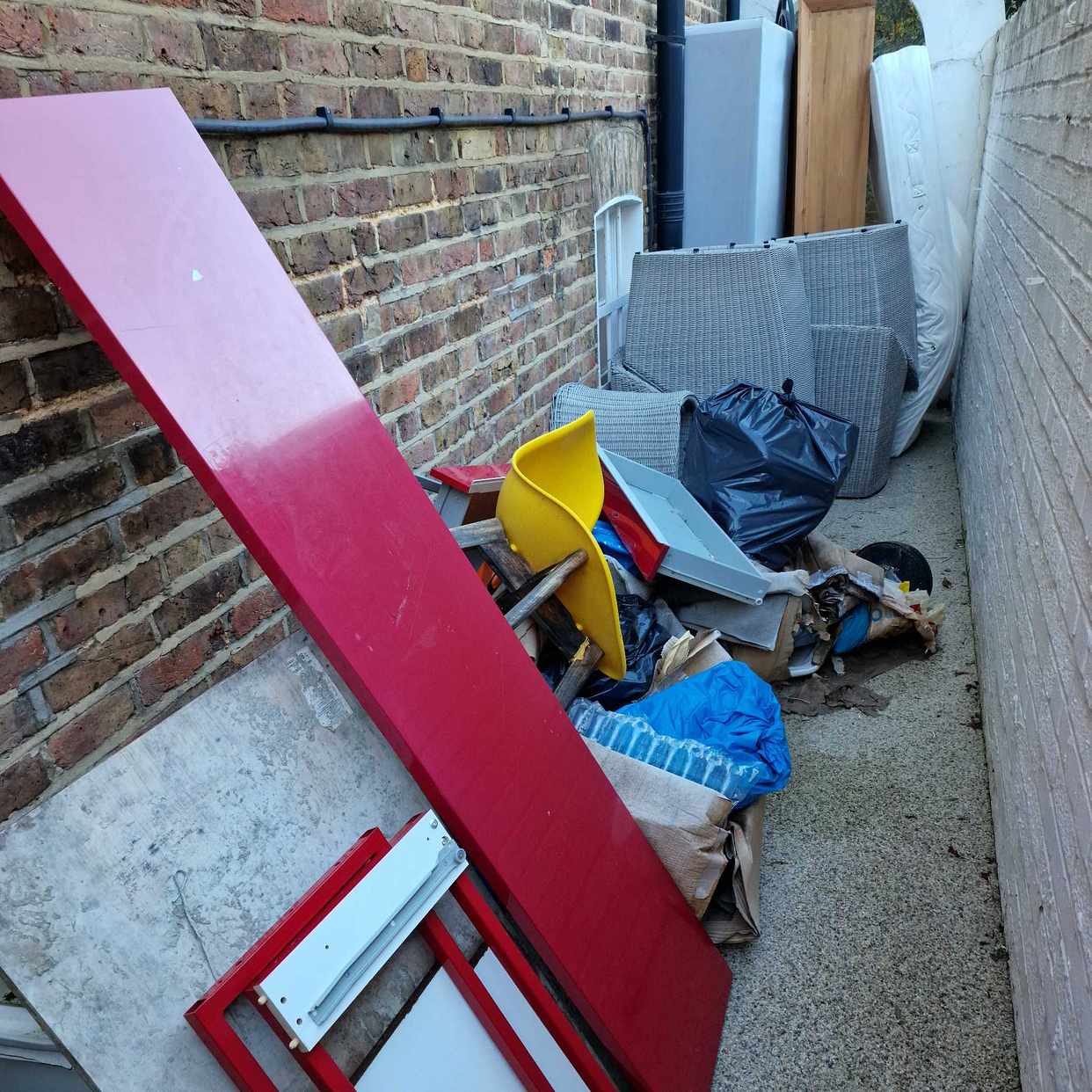 image of bookcase. garden chairs. - London